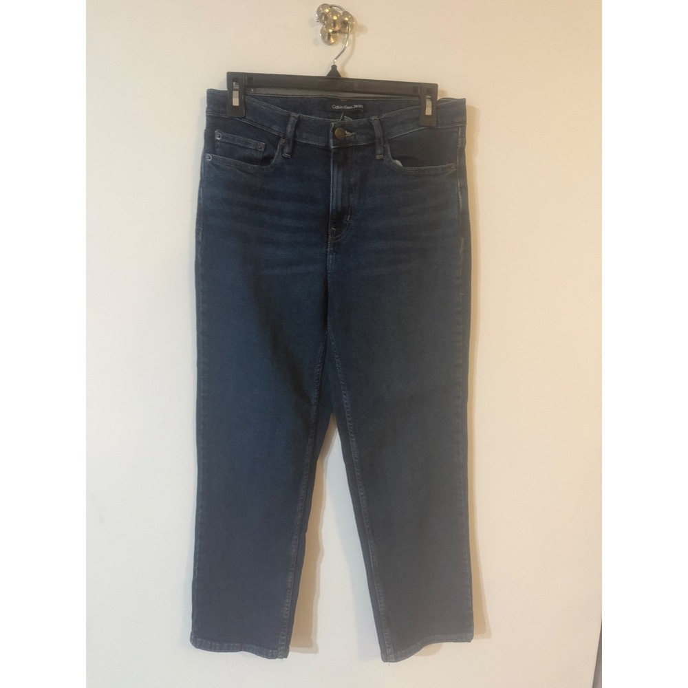 Calvin Klein Jeans Womens Size 6 Dark Wash High Rise Straight Leg Blue Denim